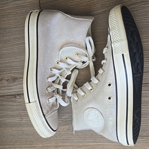 Converse Ivory Iridescent Animal Skin Print High Top Sneakers - Picture 6 of 11